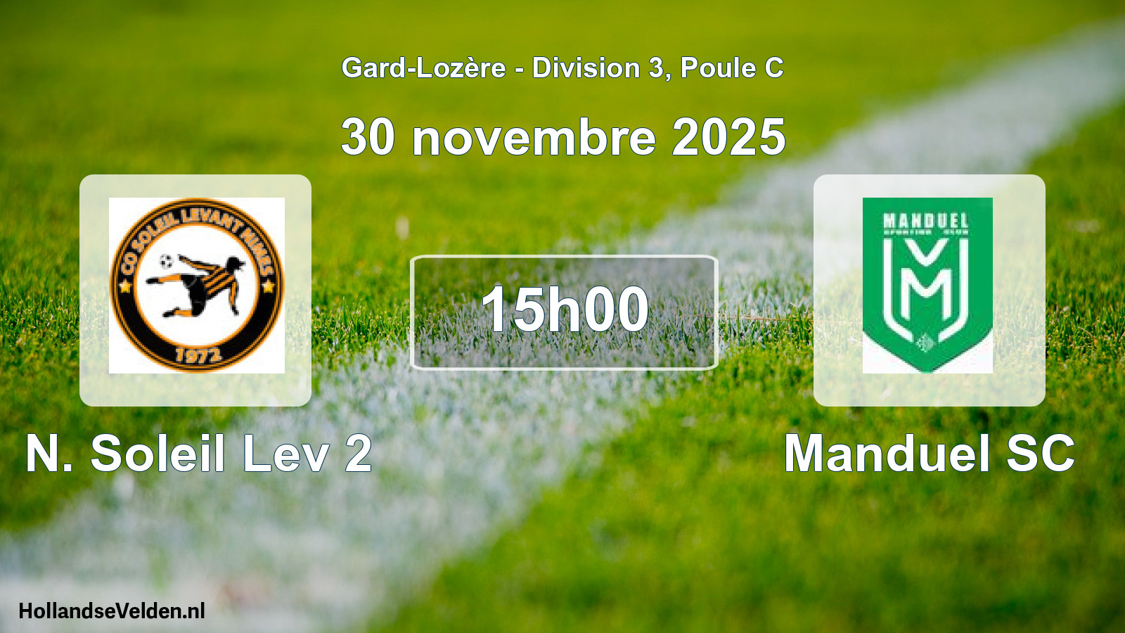 Match programmé: N. Soleil Lev 2 - Manduel SC (30 novembre 2025)