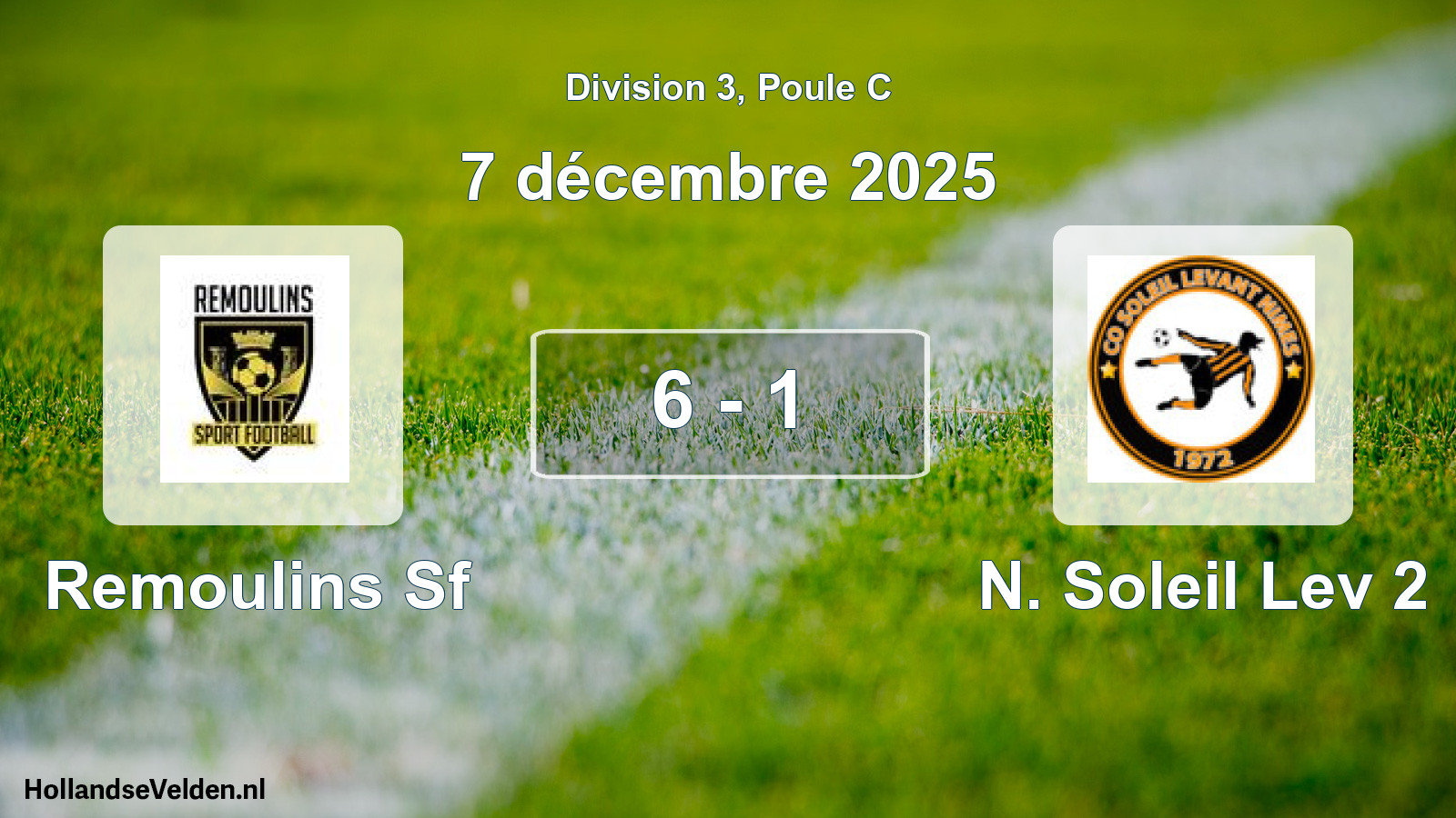 Match joué: Remoulins Sf - N. Soleil Lev 2 6 - 1 (7 décembre 2025)