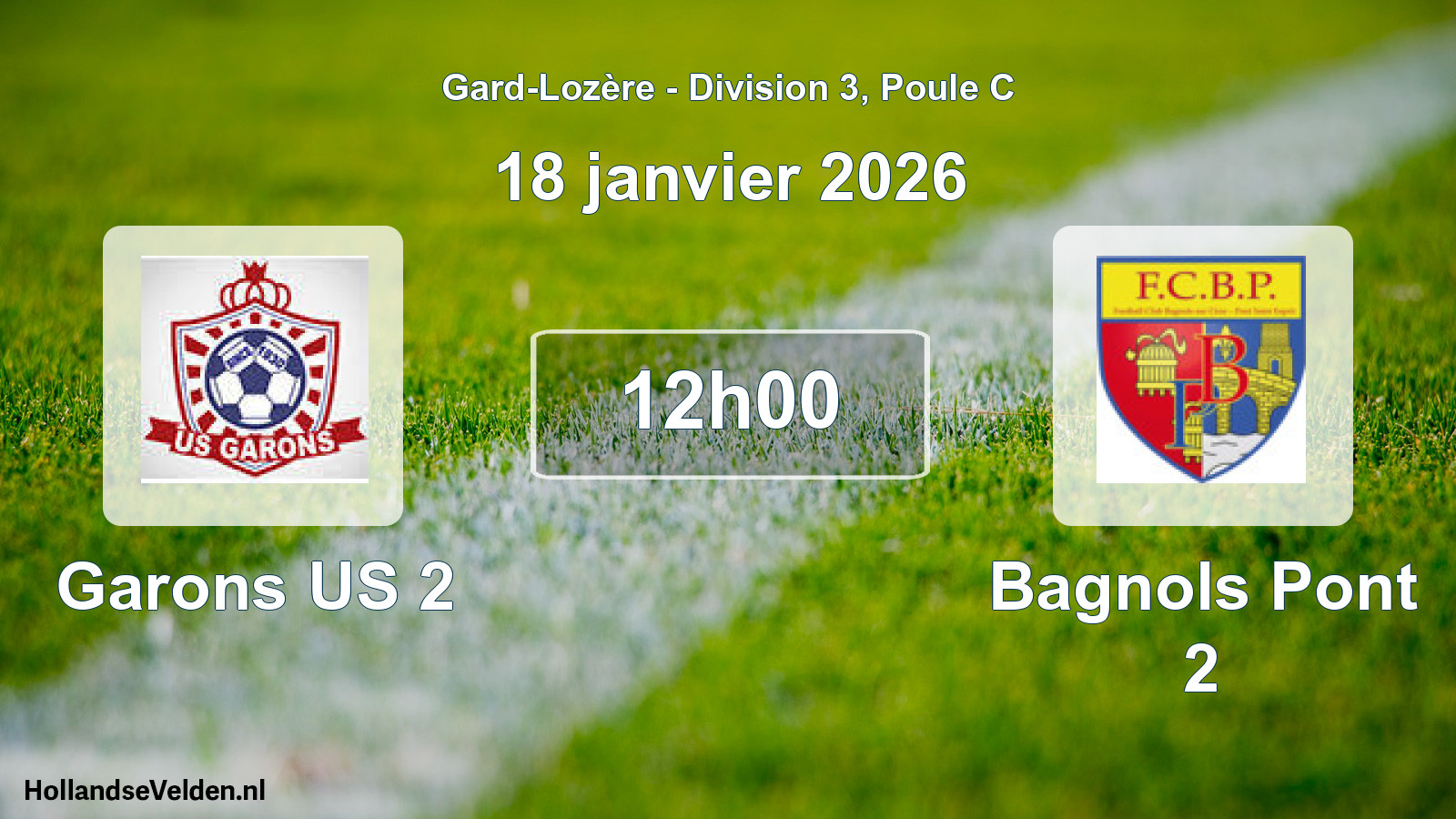 Match programmé: Garons US 2 - Bagnols Pont 2 (18 janvier 2026)