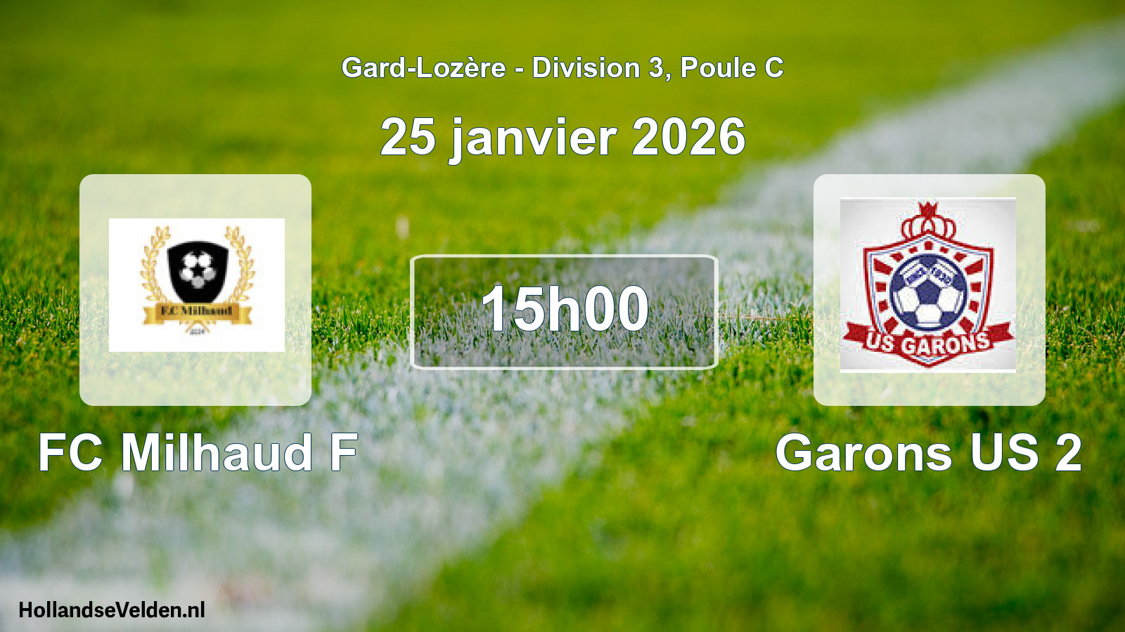 Match programmé: FC Milhaud F - Garons US 2 (25 janvier 2026)