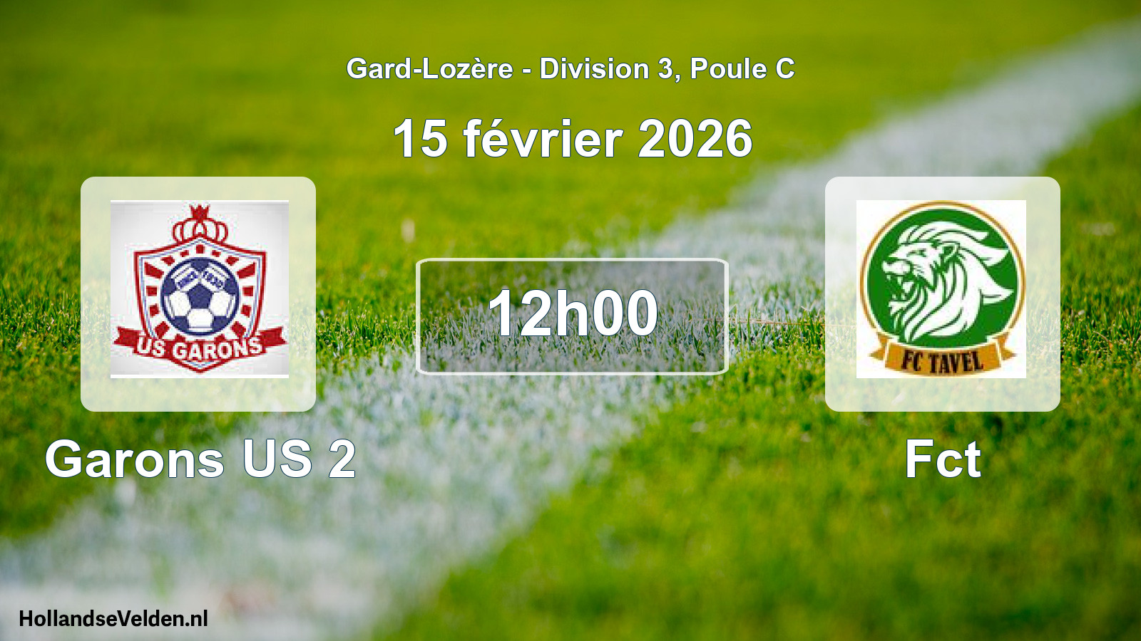 Match programmé: Garons US 2 - Fct (15 février 2026)