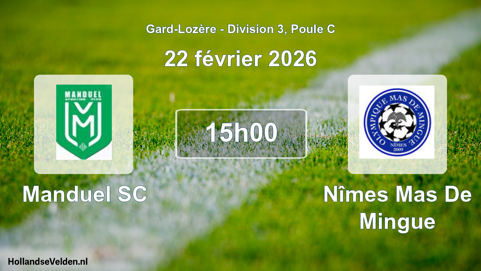 Match programmé: Manduel SC - Nîmes Mas De Mingue (22 février 2026)