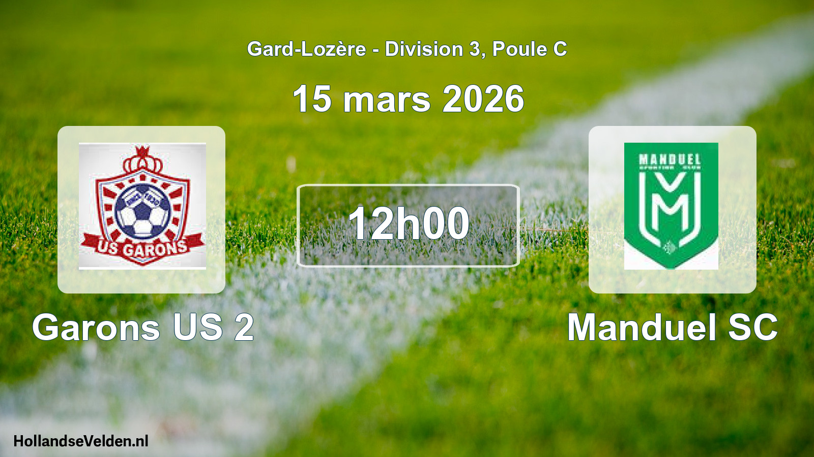 Geplande wedstrijd: Garons US 2 - Manduel SC (15 maart 2026)