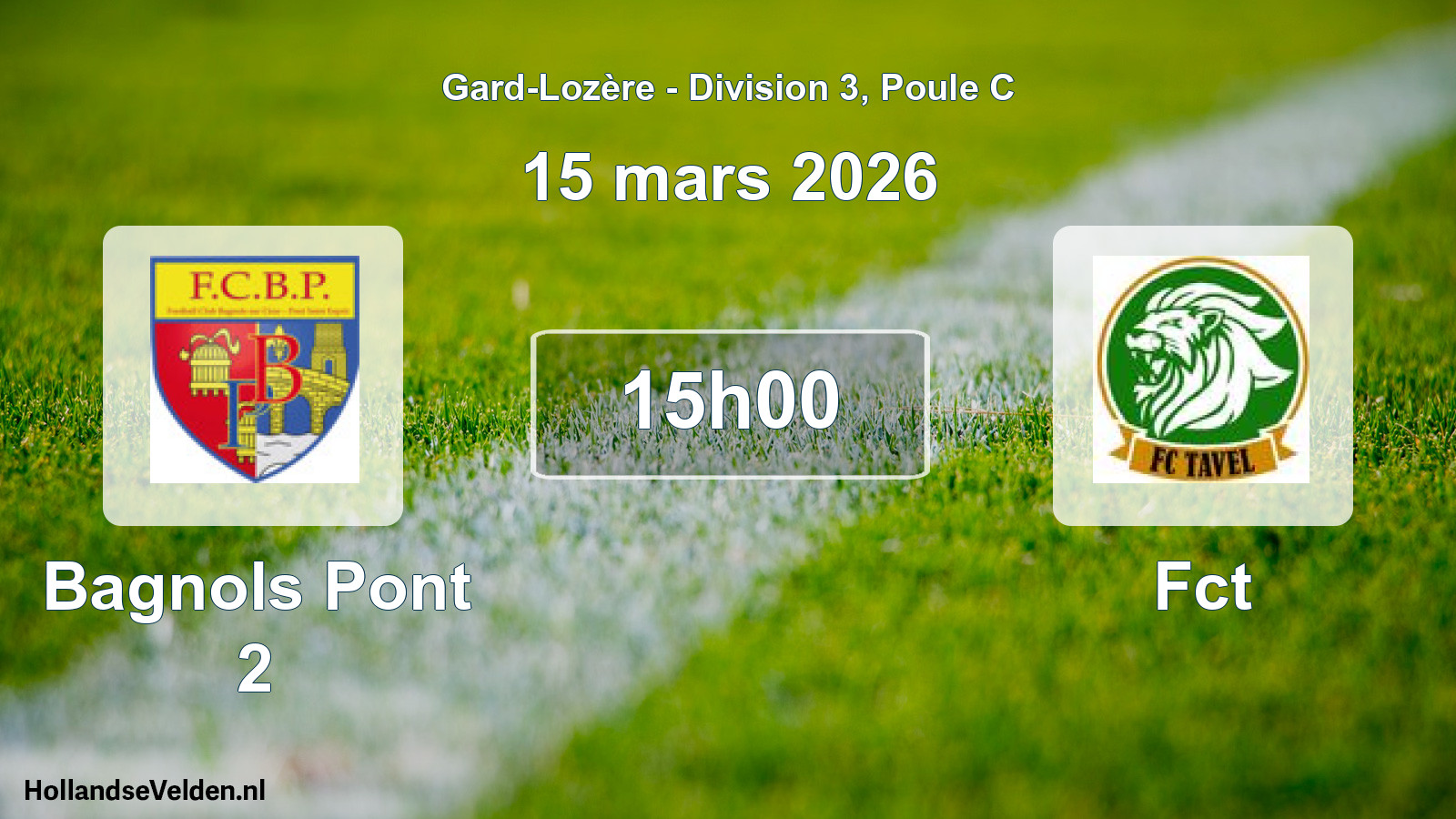 Match programmé: Bagnols Pont 2 - Fct (15 mars 2026)