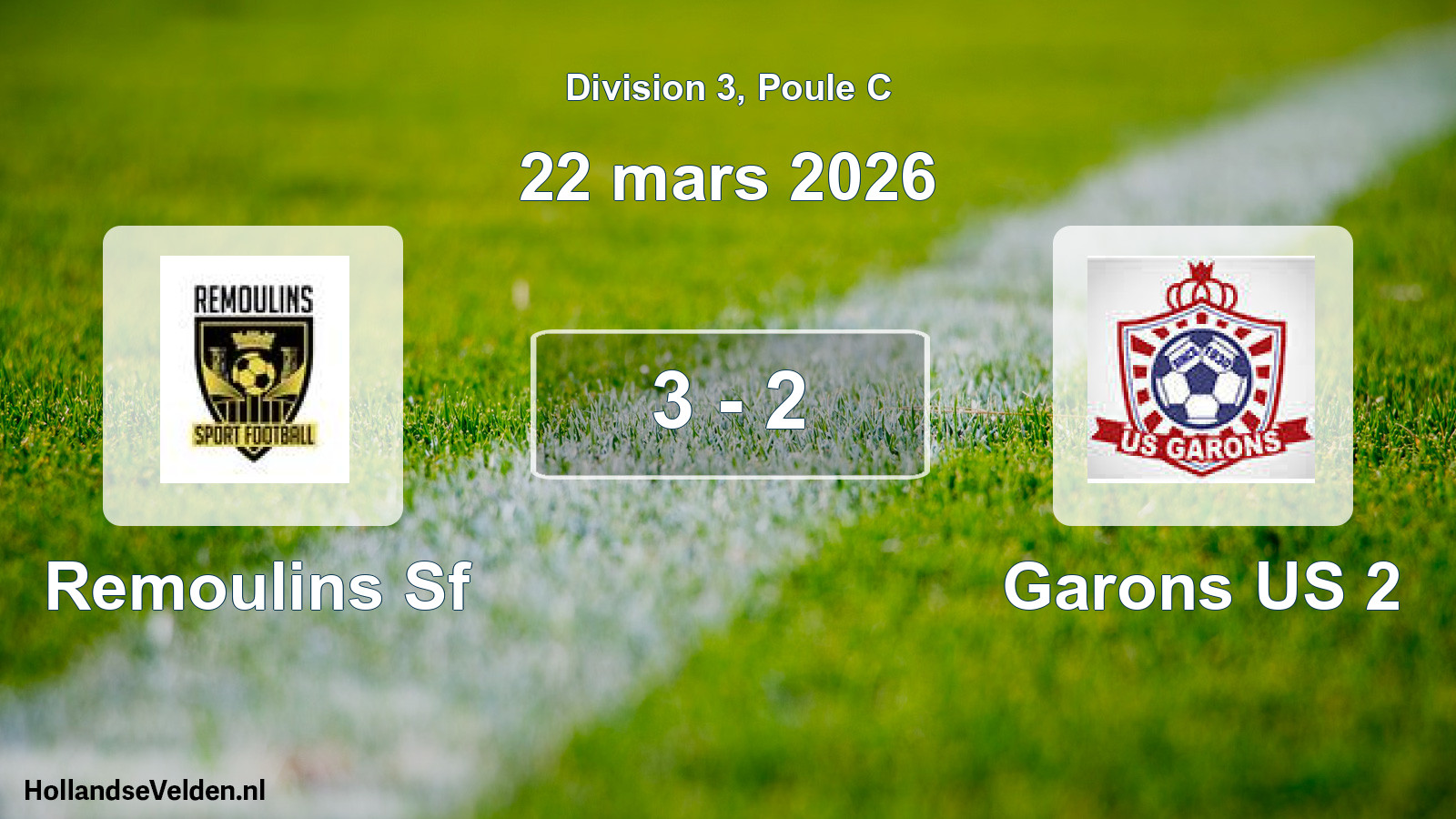 Gespeelde wedstrijd: Remoulins Sf - Garons US 2 3 - 2 (22 maart 2026)