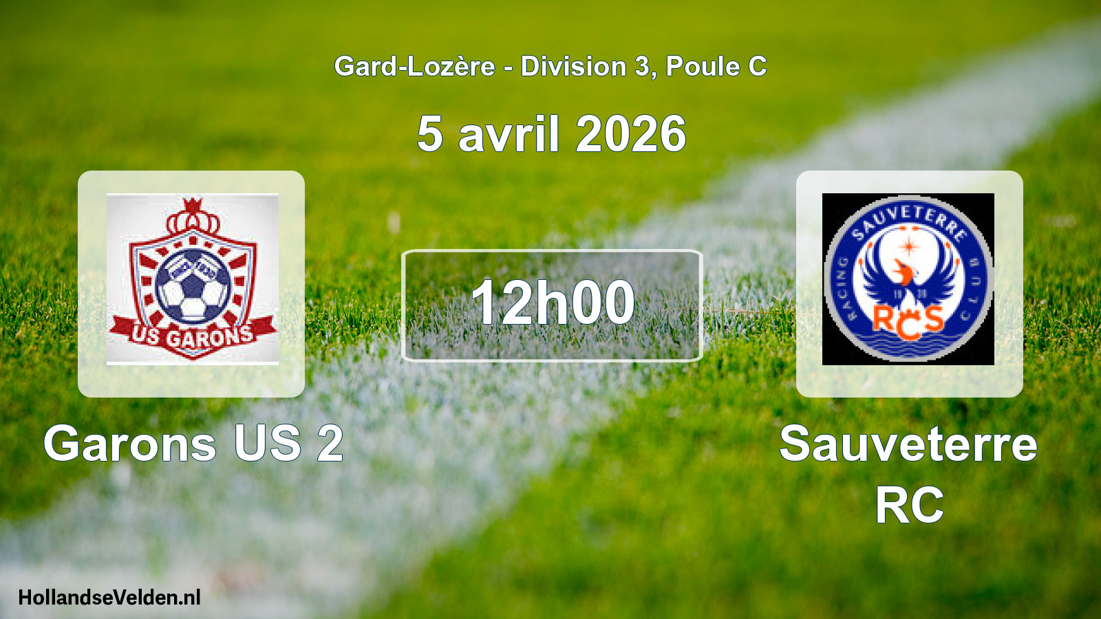 Match programmé: Garons US 2 - Sauveterre RC (5 avril 2026)