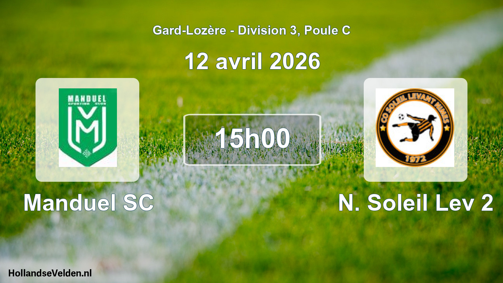Match programmé: Manduel SC - N. Soleil Lev 2 (12 avril 2026)