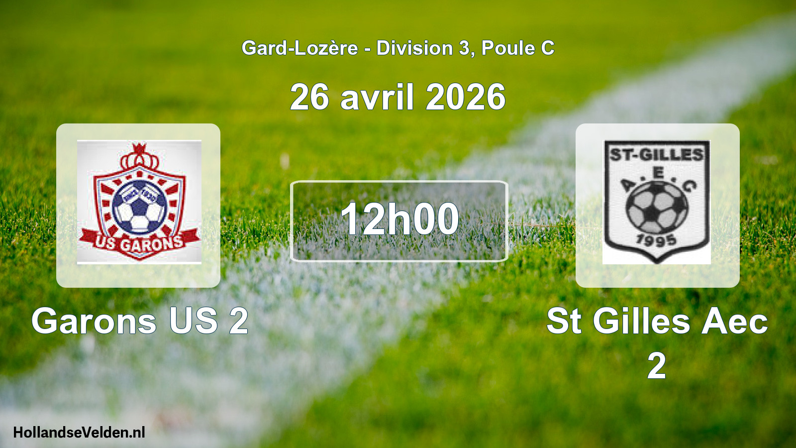 Match programmé: Garons US 2 - St Gilles Aec 2 (26 avril 2026)