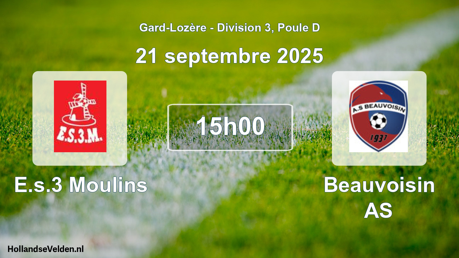 Match programmé: E.s.3 Moulins - Beauvoisin AS (21 septembre 2025)