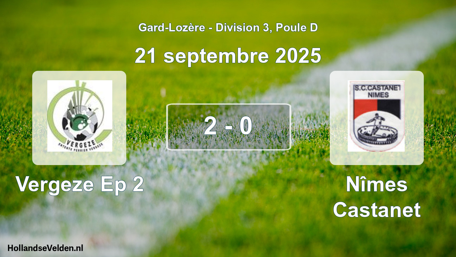 Total number of matches played: Vergeze Ep 2 - Nîmes Castanet 2 - 0 (21 September 2025)