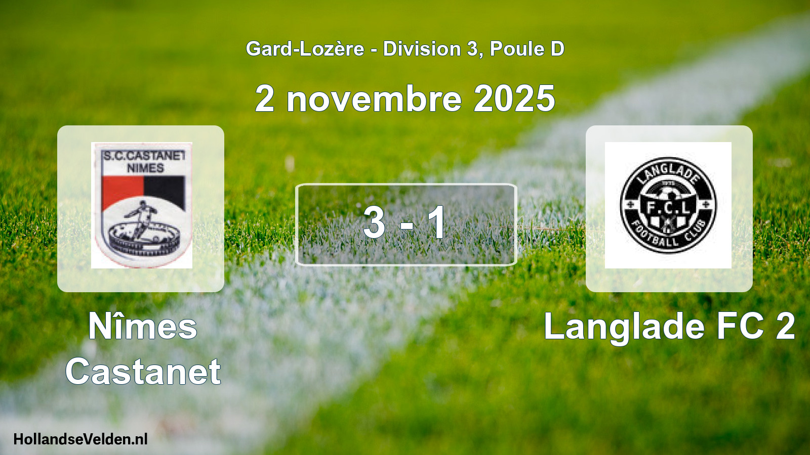 Gespeelde wedstrijd: Nîmes Castanet - Langlade FC 2 3 - 1 (2 november 2025)