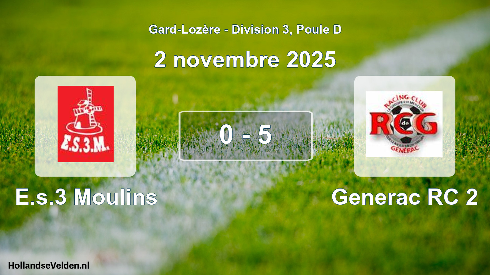 Gespeelde wedstrijd: E.s.3 Moulins - Generac RC 2 0 - 5 (2 november 2025)