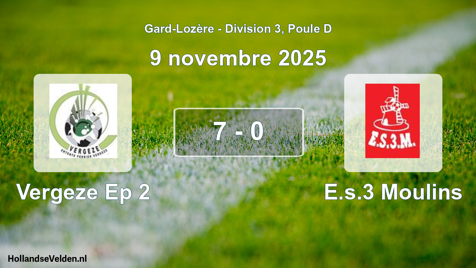 Match joué: Vergeze Ep 2 - E.s.3 Moulins 7 - 0 (9 novembre 2025)