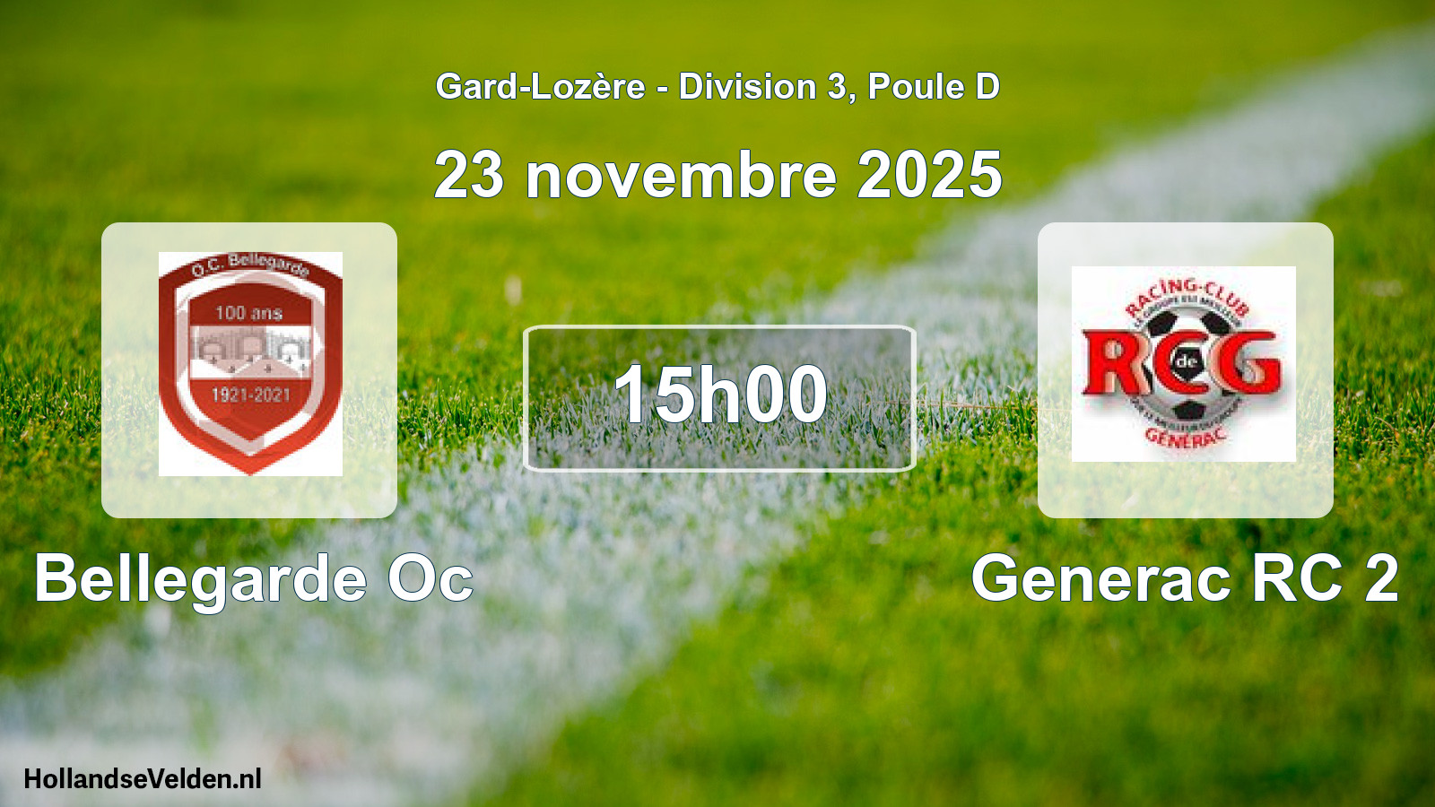 Match programmé: Bellegarde Oc - Generac RC 2 (23 novembre 2025)