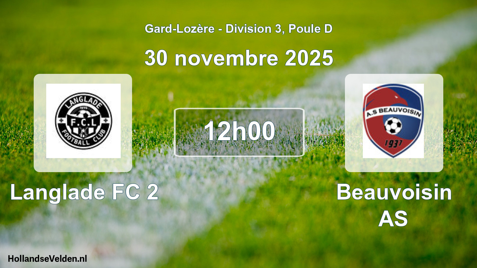 Match programmé: Langlade FC 2 - Beauvoisin AS (30 novembre 2025)