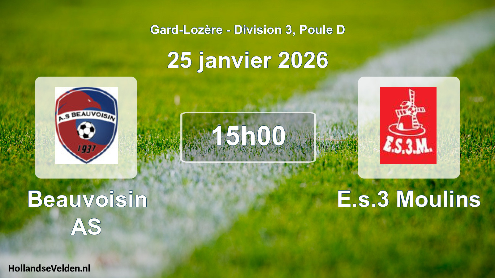 Match programmé: Beauvoisin AS - E.s.3 Moulins (25 janvier 2026)