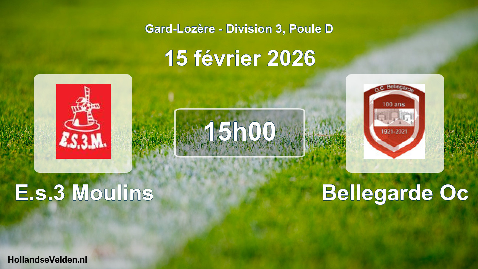 Match programmé: E.s.3 Moulins - Bellegarde Oc (15 février 2026)