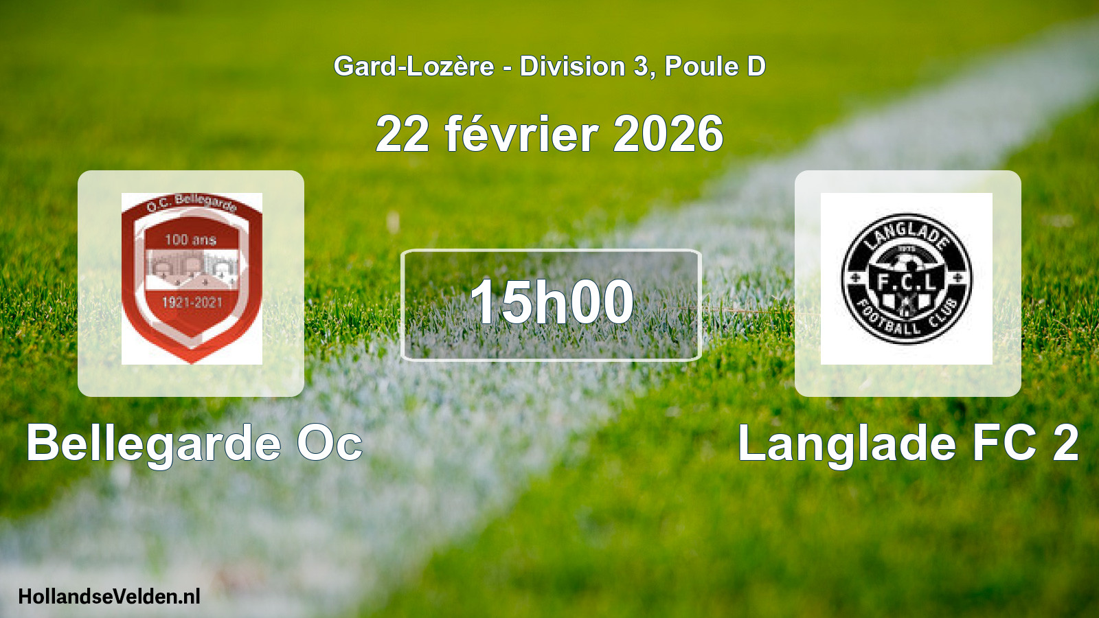 Match programmé: Bellegarde Oc - Langlade FC 2 (22 février 2026)
