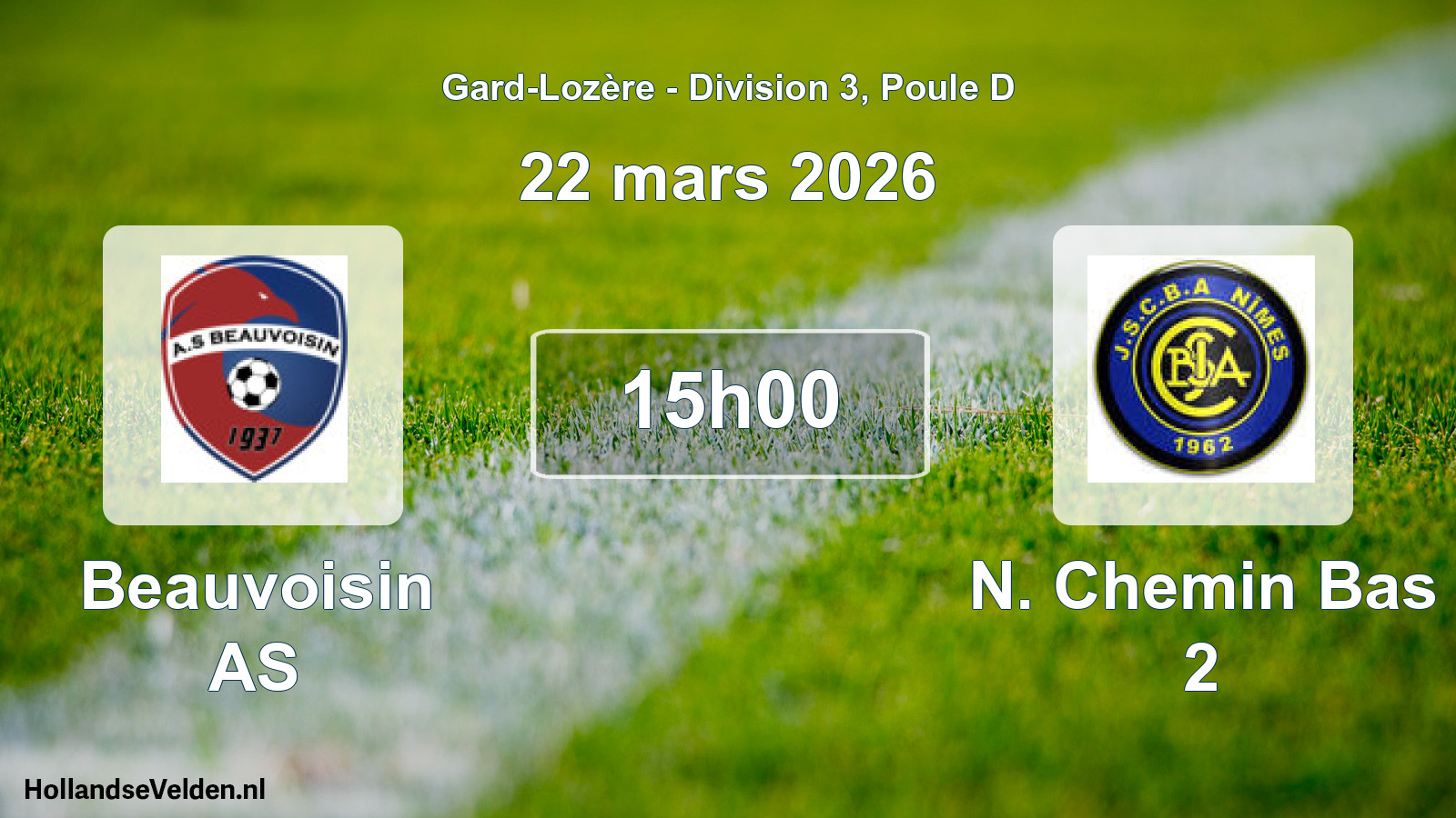 Match programmé: Beauvoisin AS - N. Chemin Bas 2 (22 mars 2026)