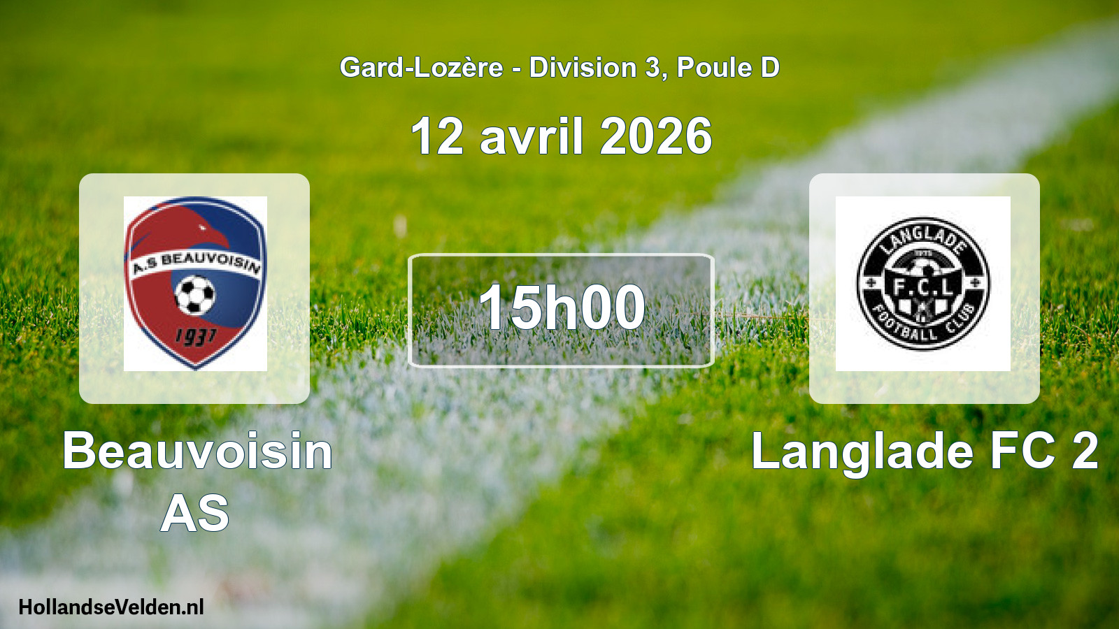 Match programmé: Beauvoisin AS - Langlade FC 2 (12 avril 2026)