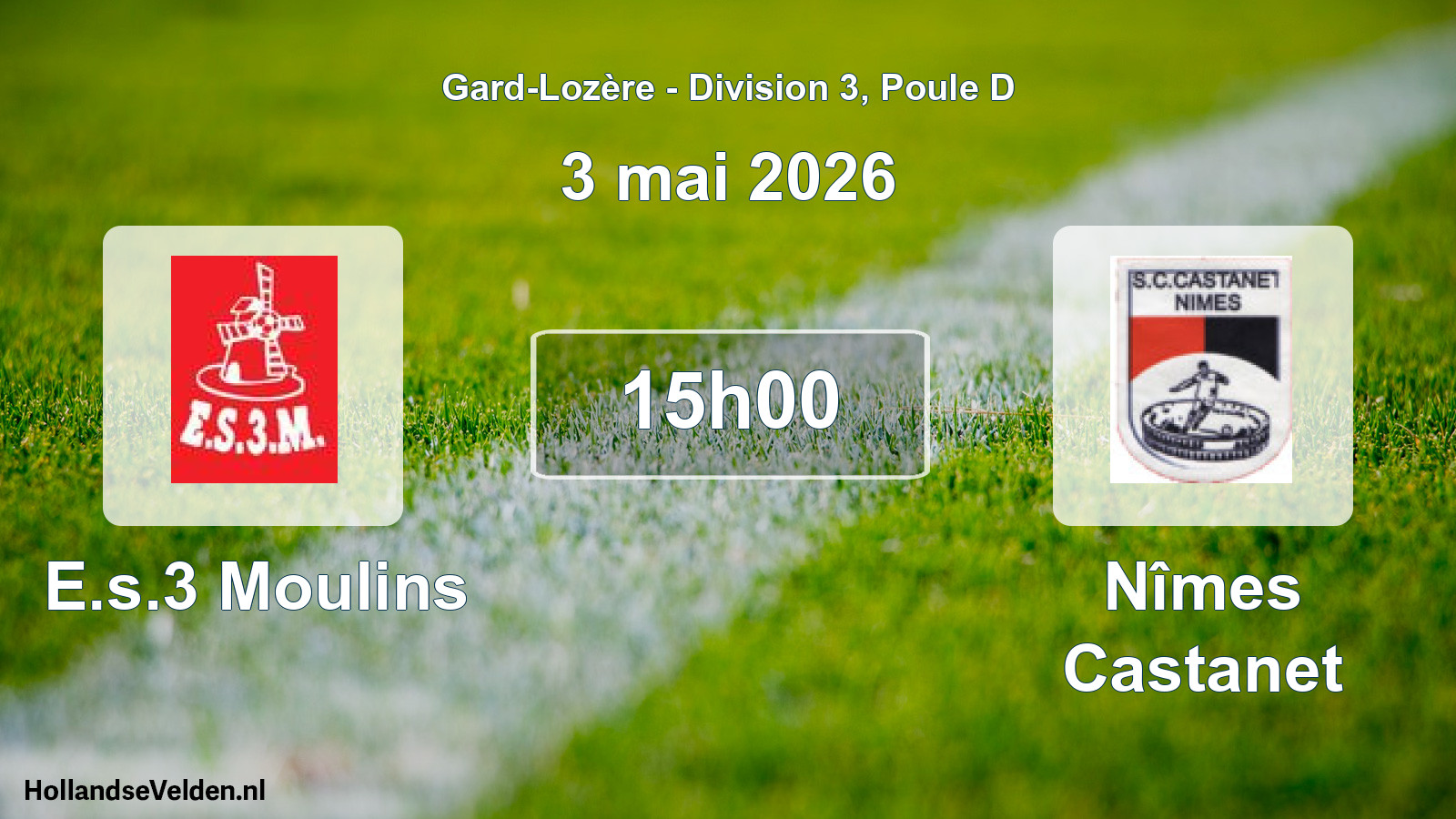 Match programmé: E.s.3 Moulins - Nîmes Castanet (3 mai 2026)