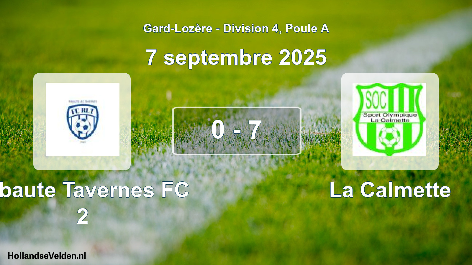 Gespeelde wedstrijd: Ribaute Tavernes FC 2 - La Calmette 0 - 7 (7 september 2025)