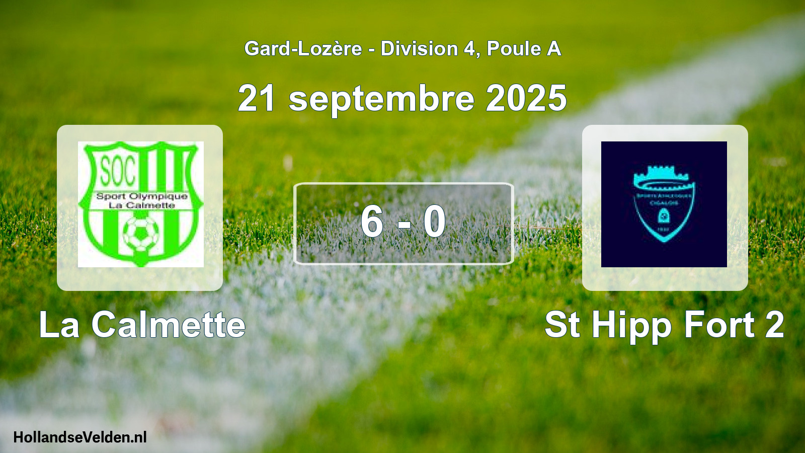 Match joué: La Calmette - St Hipp Fort 2 6 - 0 (21 septembre 2025)