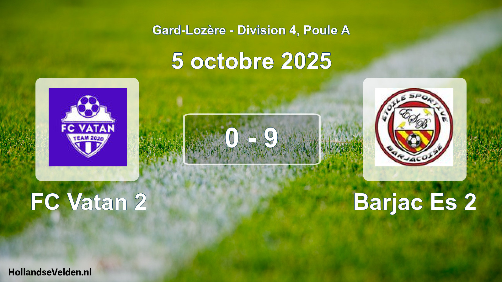 Match joué: FC Vatan 2 - Barjac Es 2 0 - 9 (5 octobre 2025)