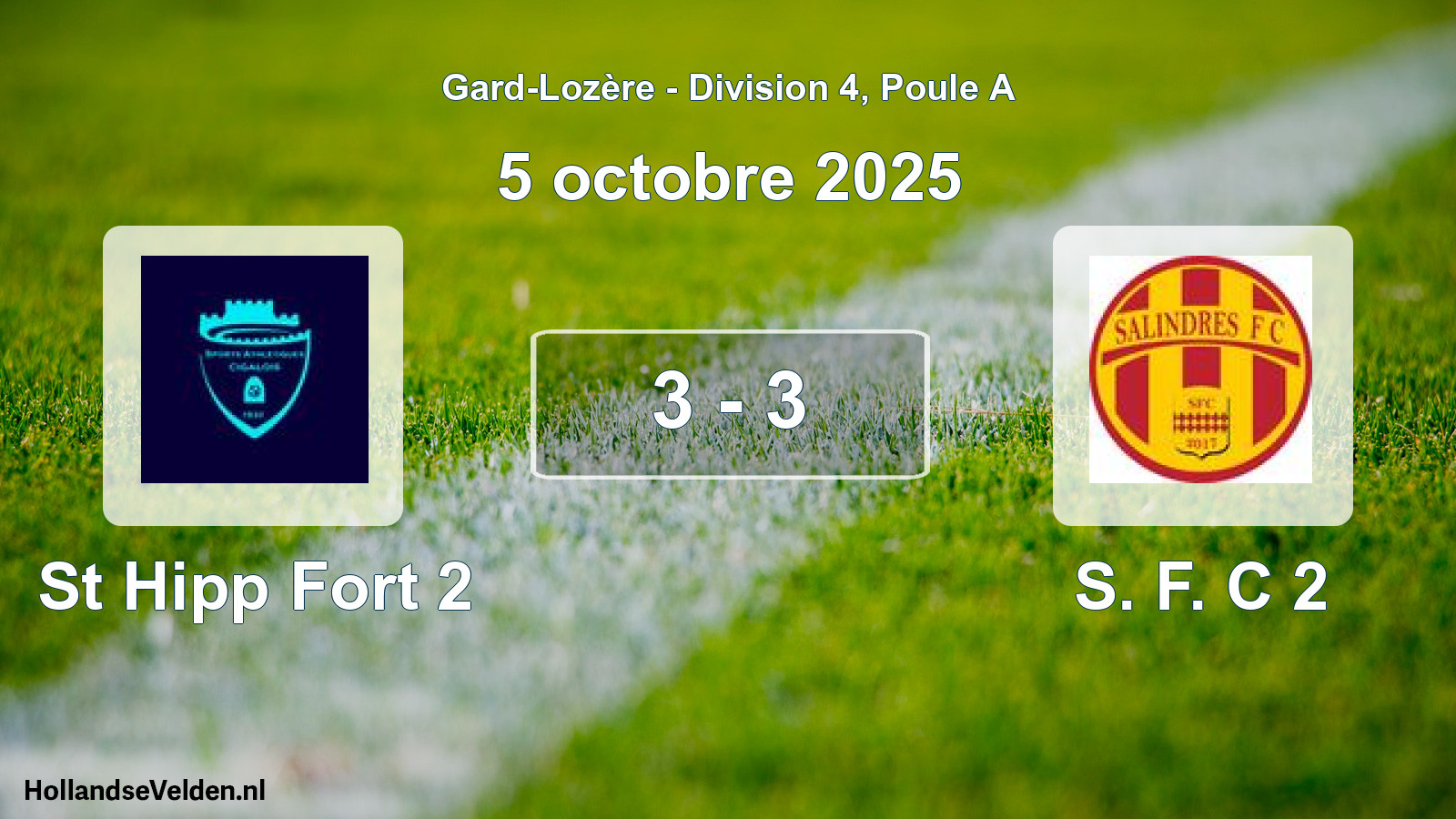 Gespeelde wedstrijd: St Hipp Fort 2 - S. F. C 2 3 - 3 (5 oktober 2025)