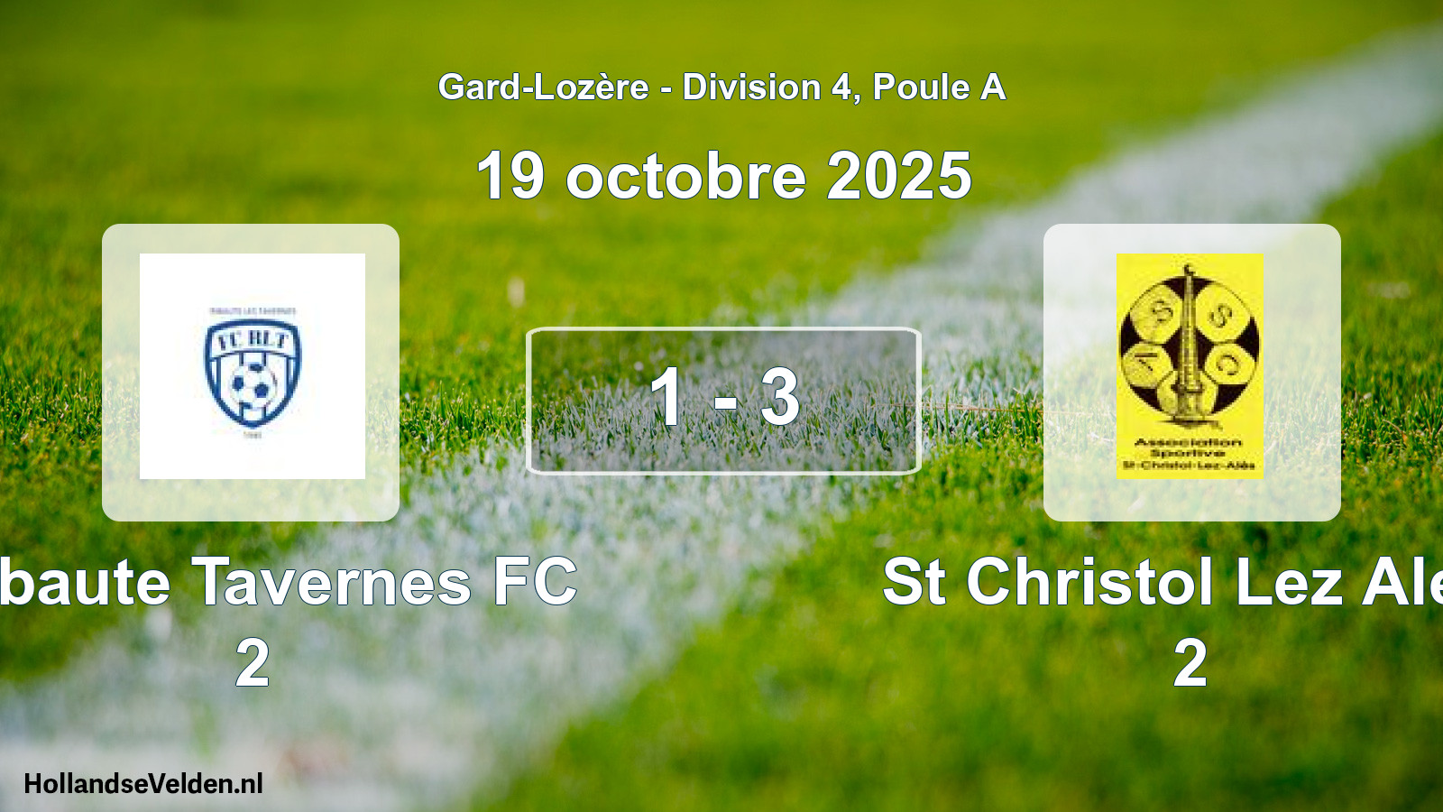 Match joué: Ribaute Tavernes FC 2 - St Christol Lez Ales 2 1 - 3 (19 octobre 2025)