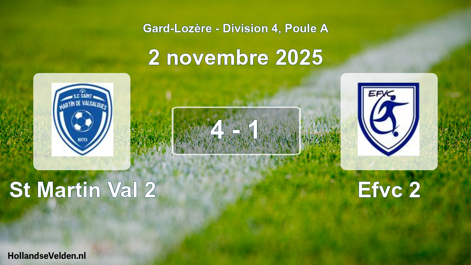 Match joué: St Martin Val 2 - Efvc 2 4 - 1 (2 novembre 2025)