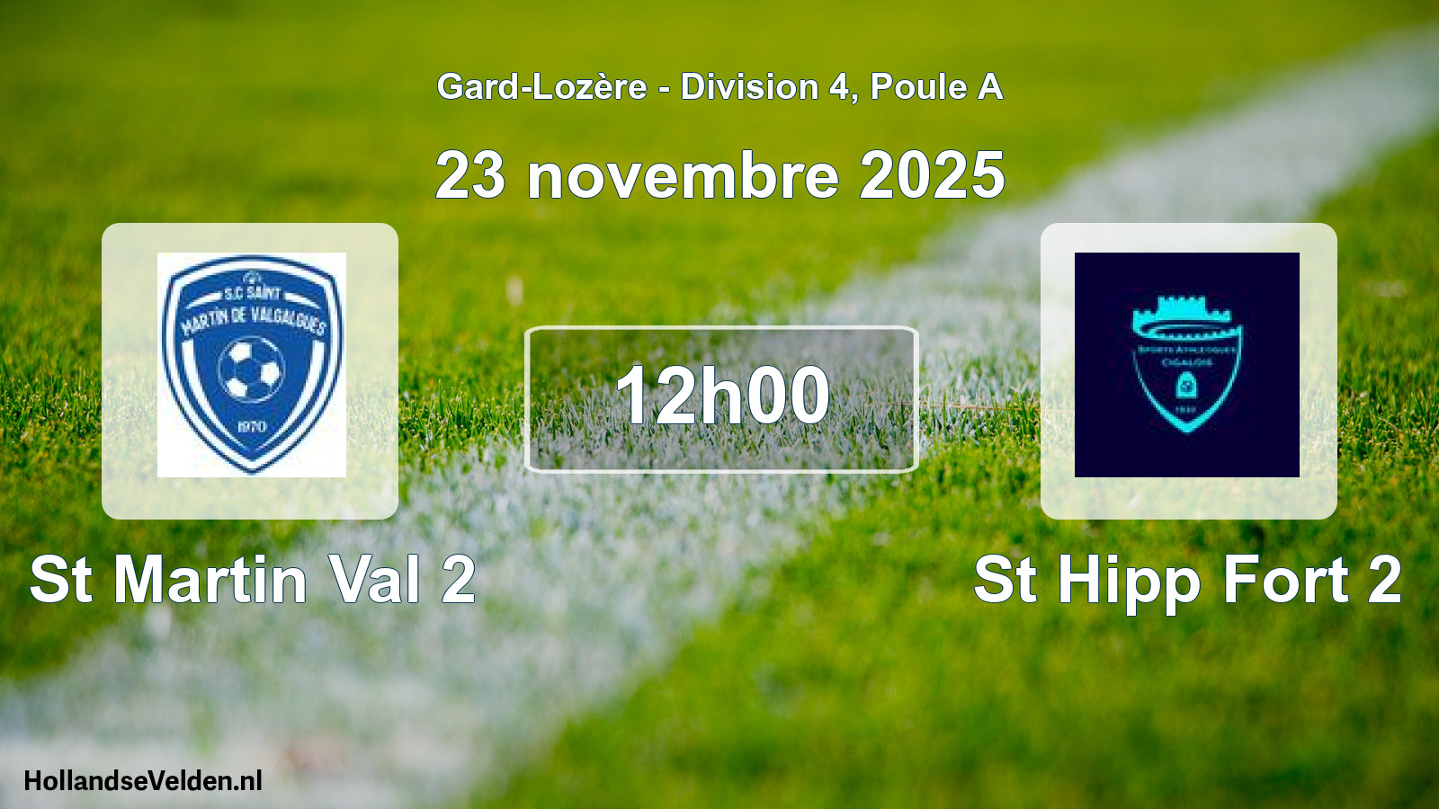 Match programmé: St Martin Val 2 - St Hipp Fort 2 (23 novembre 2025)