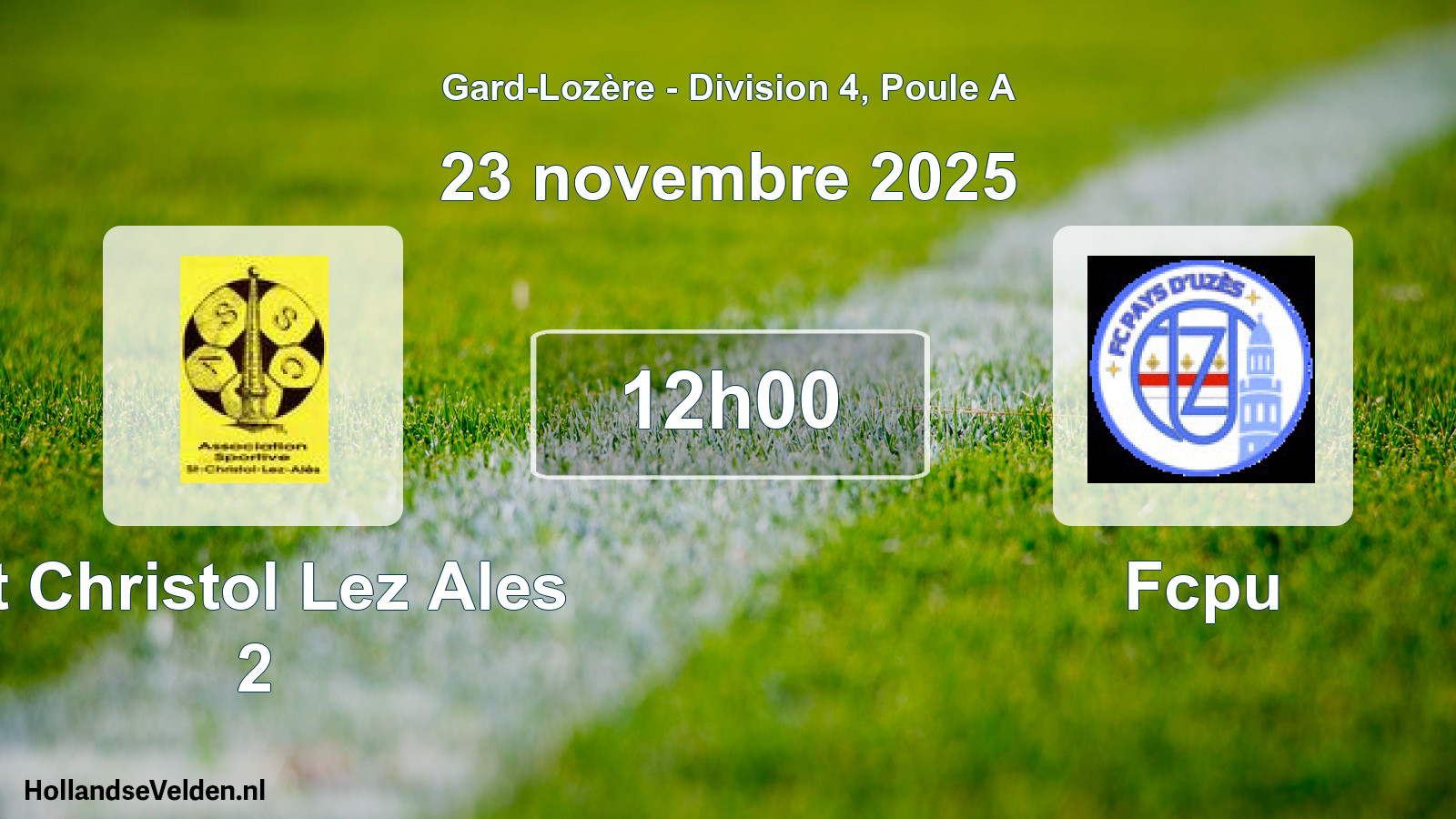 Match programmé: St Christol Lez Ales 2 - Fcpu (23 novembre 2025)