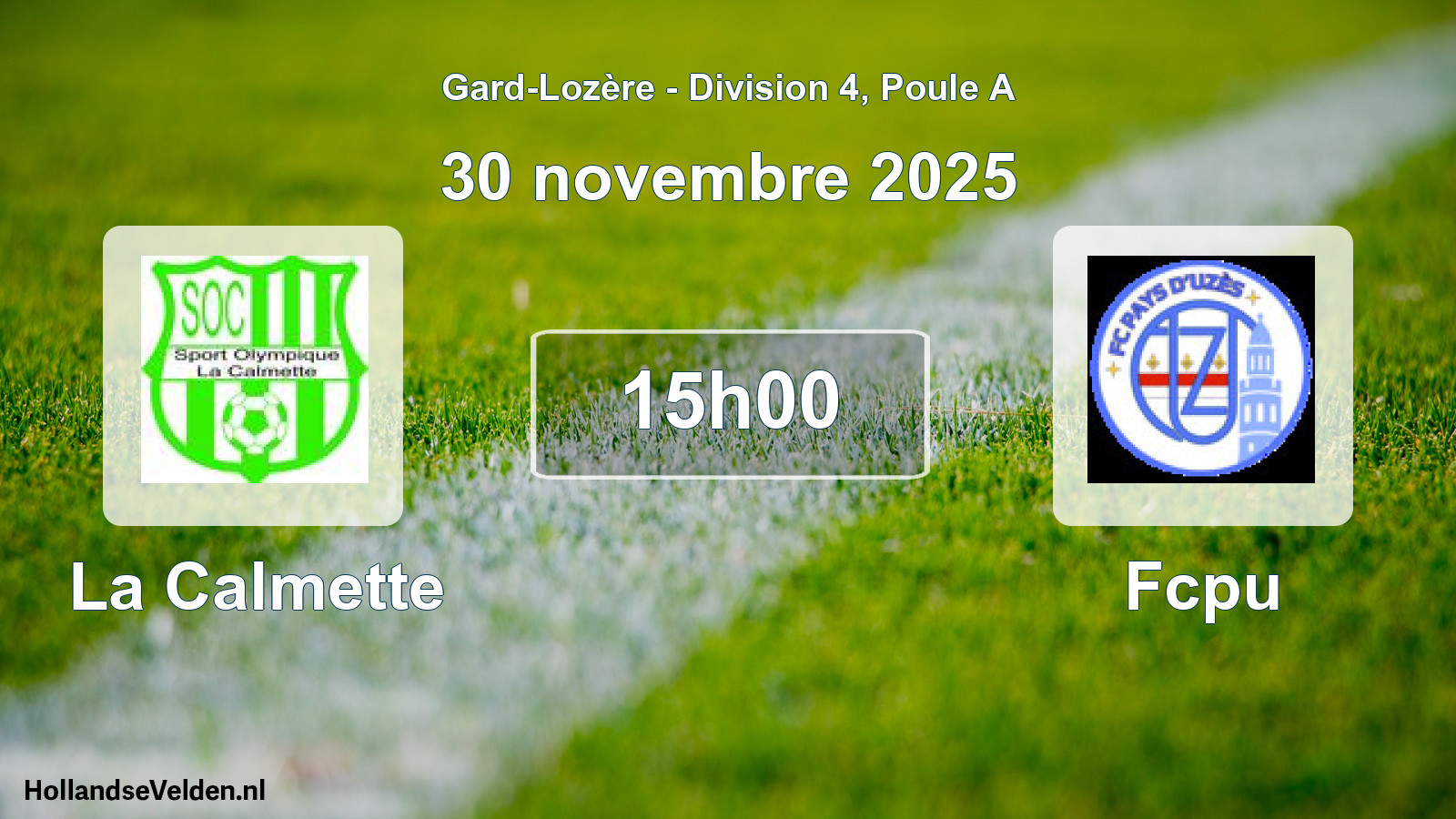 Match programmé: La Calmette - Fcpu (30 novembre 2025)