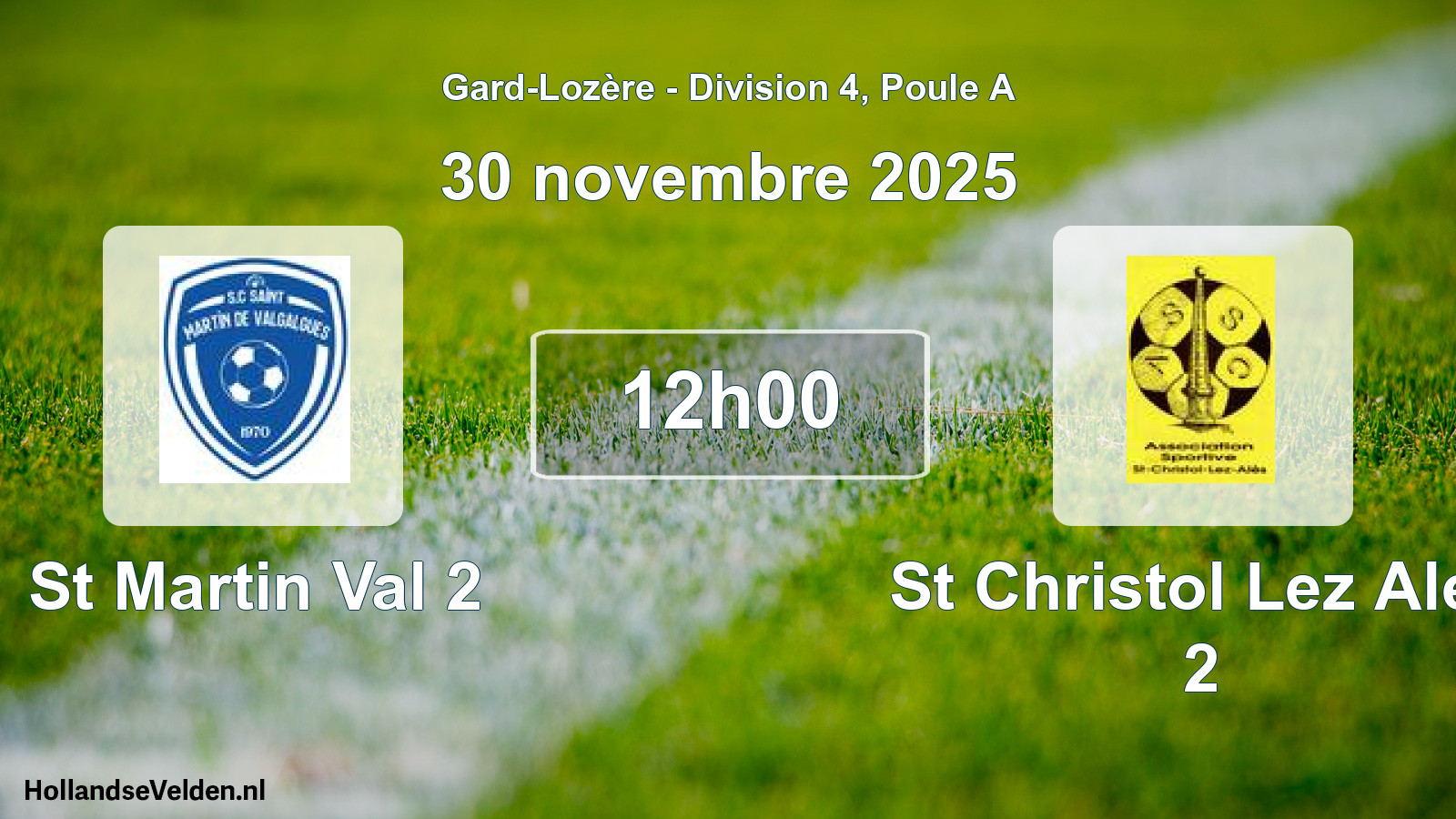 Match programmé: St Martin Val 2 - St Christol Lez Ales 2 (30 novembre 2025)