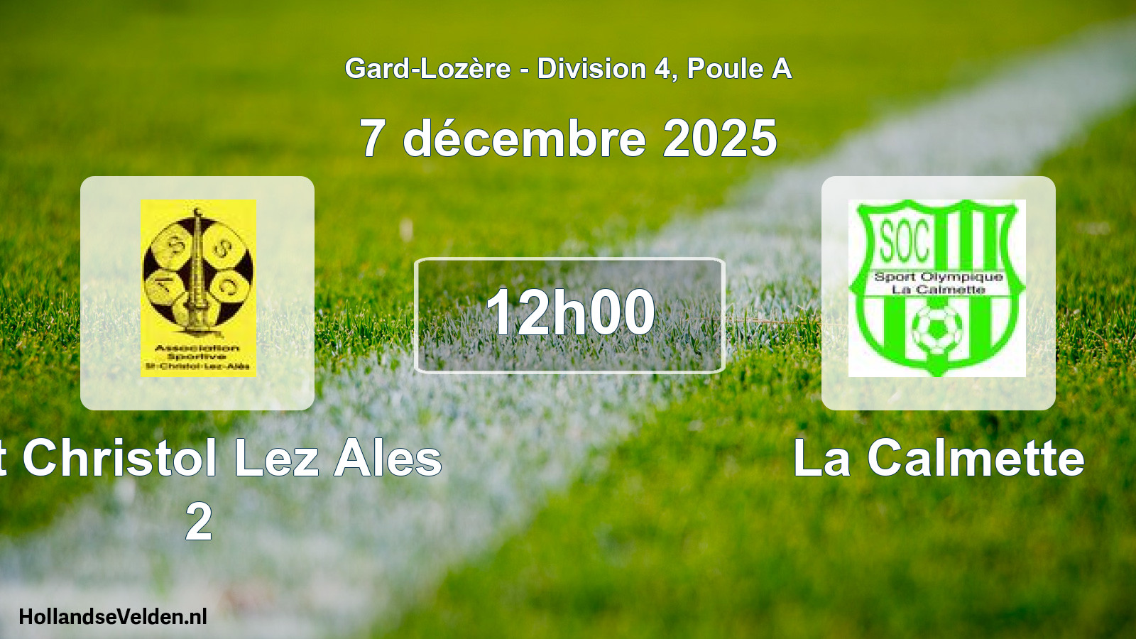 Match programmé: St Christol Lez Ales 2 - La Calmette (7 décembre 2025)
