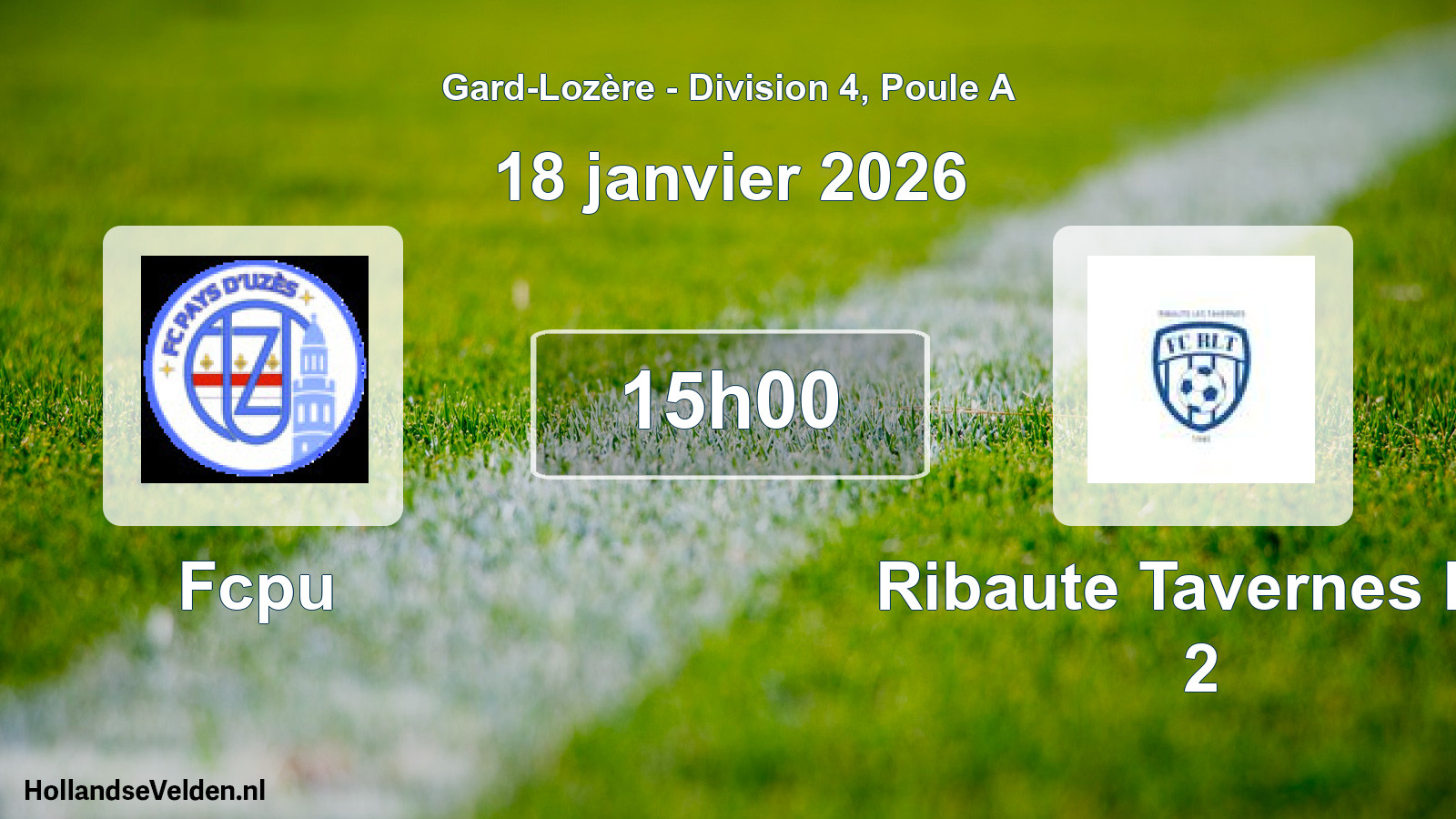 Match programmé: Fcpu - Ribaute Tavernes FC 2 (18 janvier 2026)