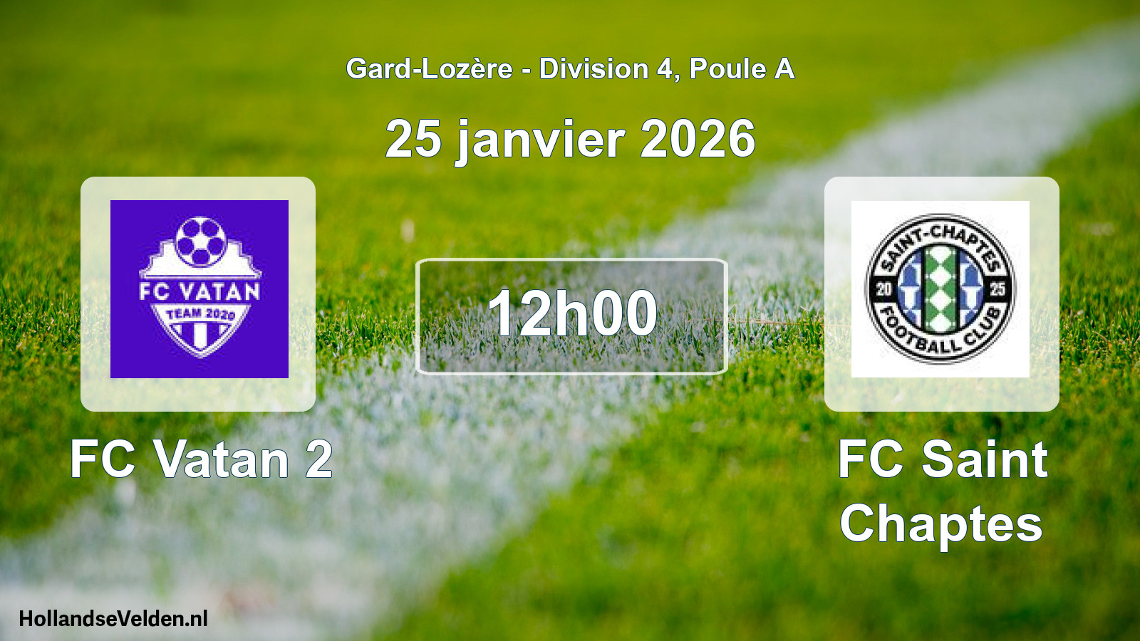 Geplande wedstrijd: FC Vatan 2 - FC Saint Chaptes (25 januari 2026)