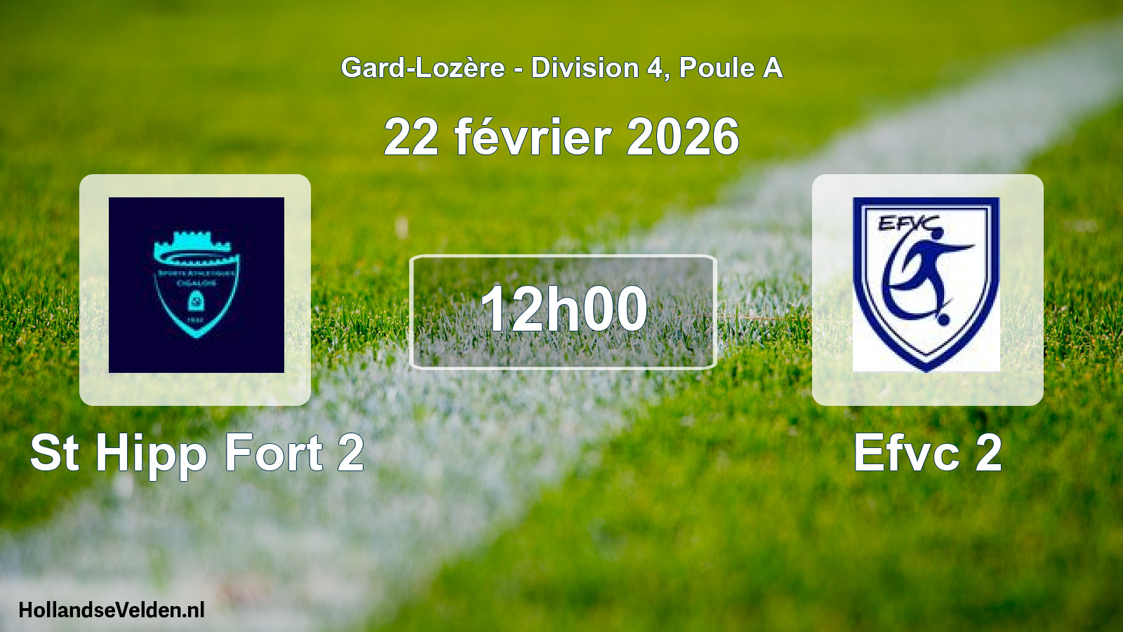 Match programmé: St Hipp Fort 2 - Efvc 2 (22 février 2026)