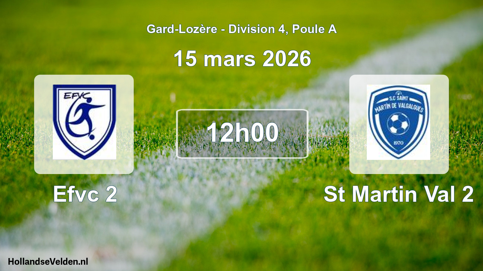 Scheduled Match: Efvc 2 - St Martin Val 2 (15 March 2026)