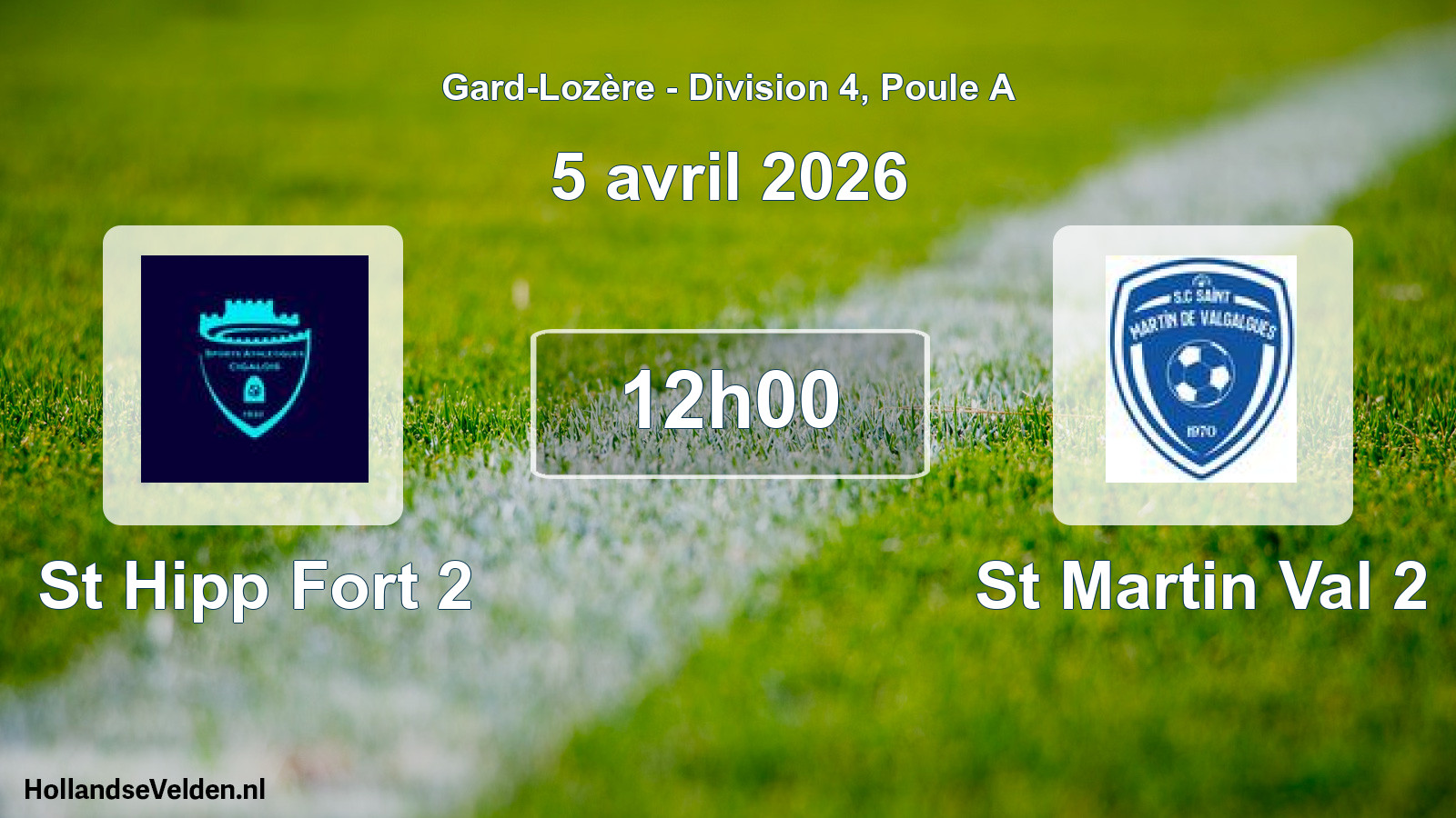 Match programmé: St Hipp Fort 2 - St Martin Val 2 (5 avril 2026)