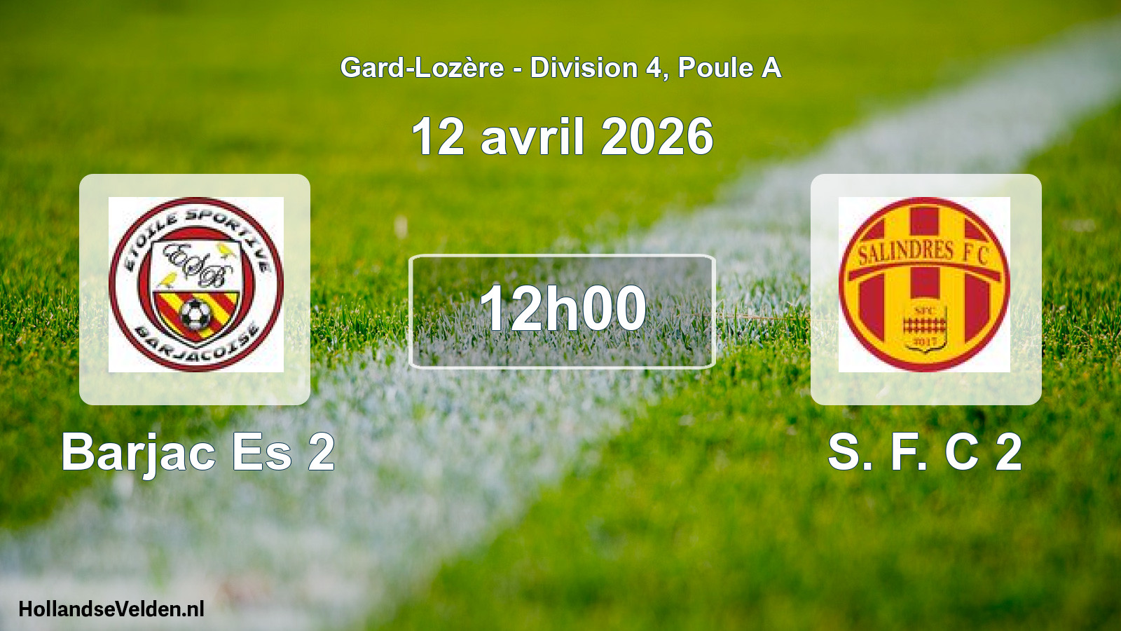 Match programmé: Barjac Es 2 - S. F. C 2 (12 avril 2026)