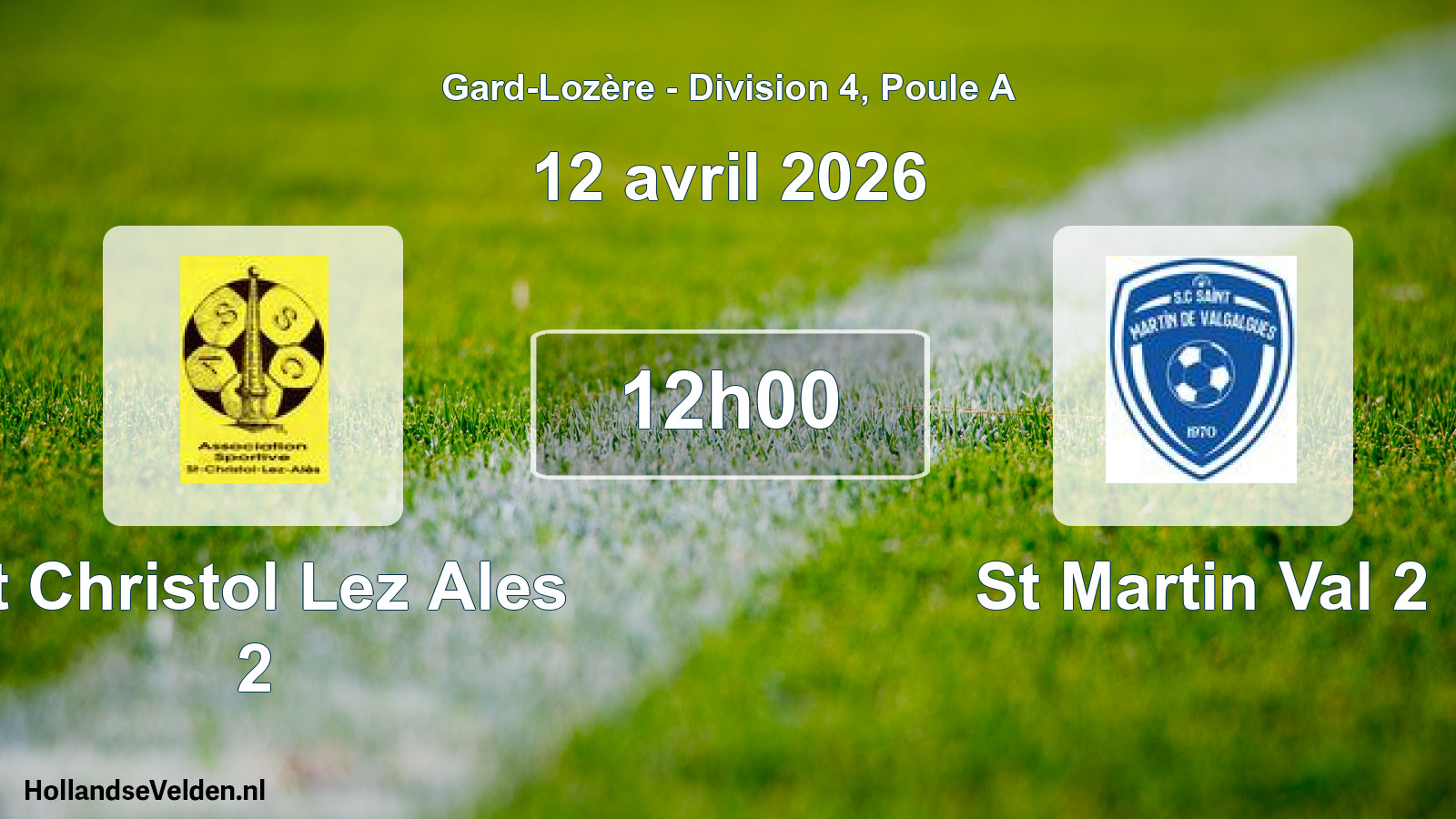 Match programmé: St Christol Lez Ales 2 - St Martin Val 2 (12 avril 2026)