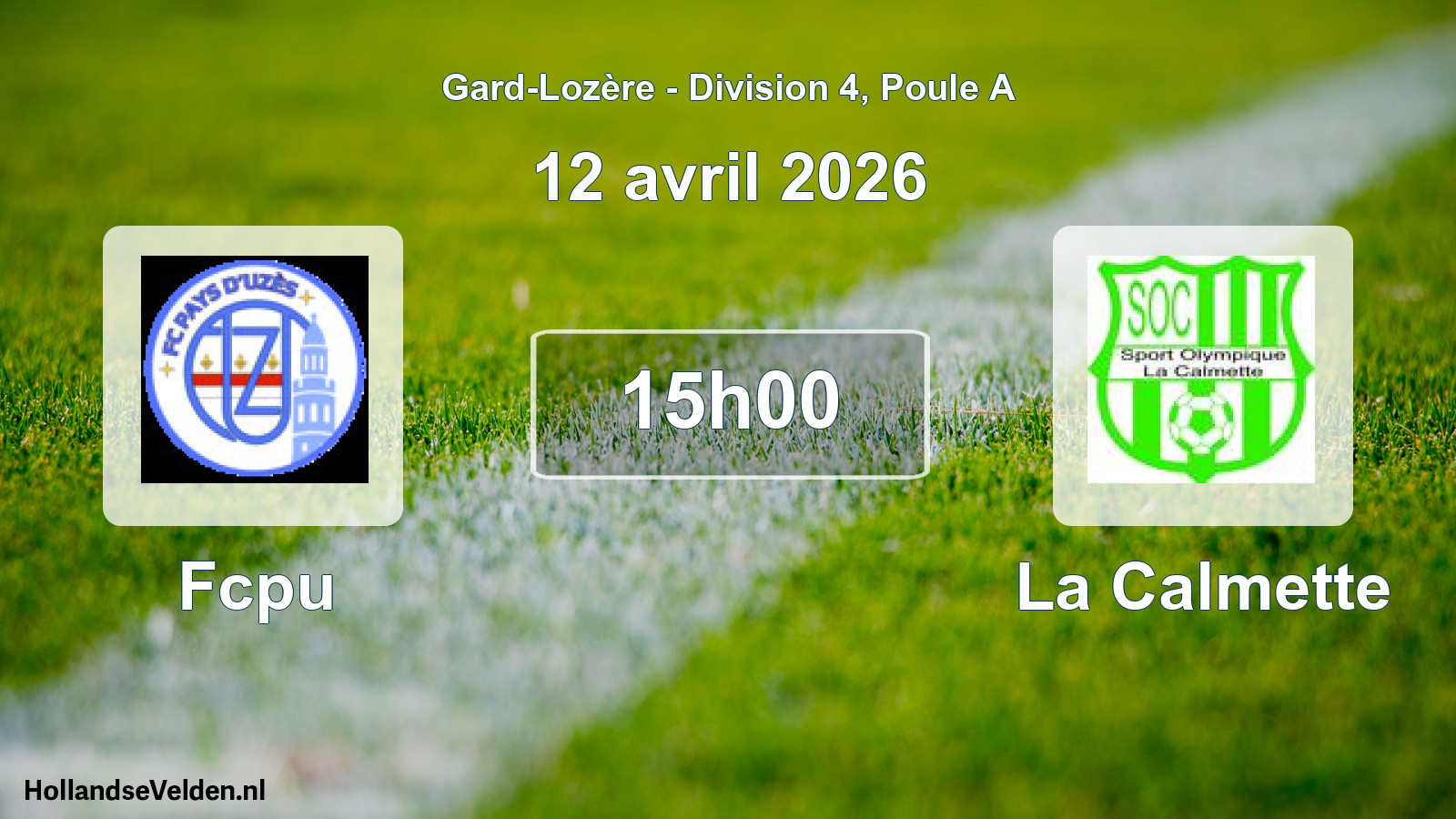 Match programmé: Fcpu - La Calmette (12 avril 2026)