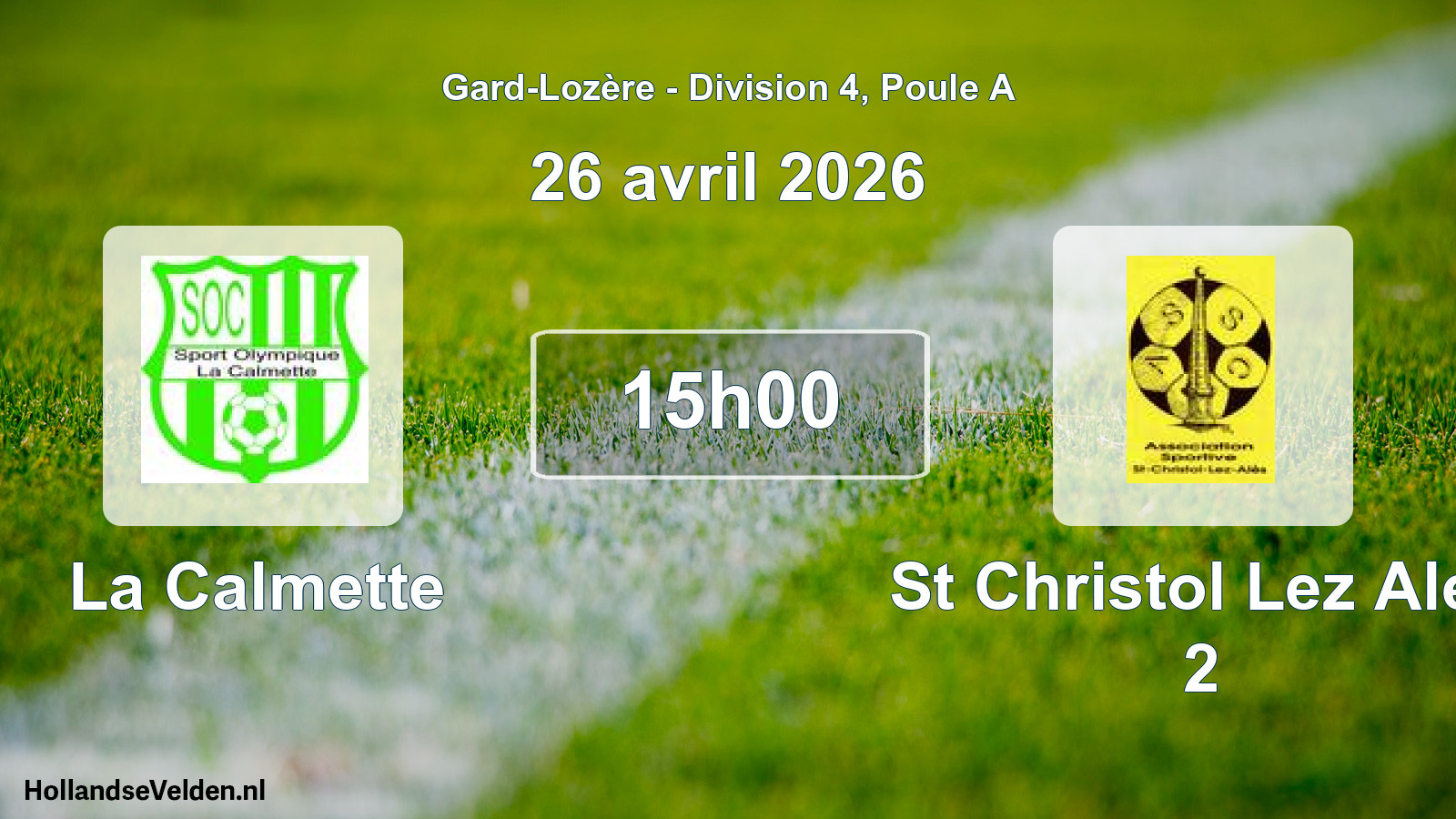 Match programmé: La Calmette - St Christol Lez Ales 2 (26 avril 2026)