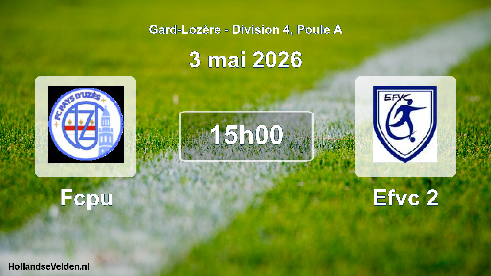 Match programmé: Fcpu - Efvc 2 (3 mai 2026)