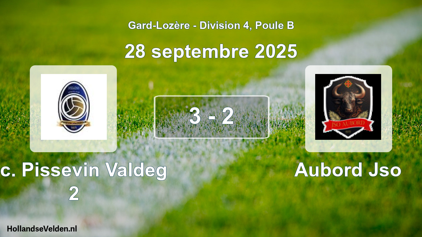 Total number of matches played: A.c. Pissevin Valdeg 2 - Aubord Jso 3 - 2 (28 September 2025)