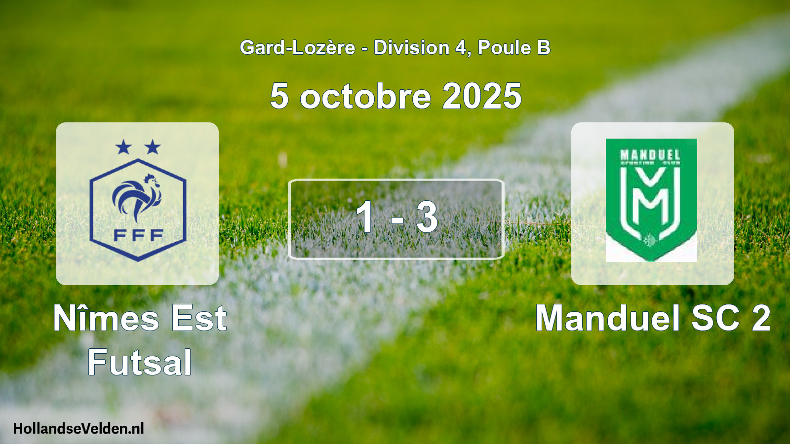 Total number of matches played: Nîmes Est Futsal - Manduel SC 2 1 - 3 (5 October 2025)