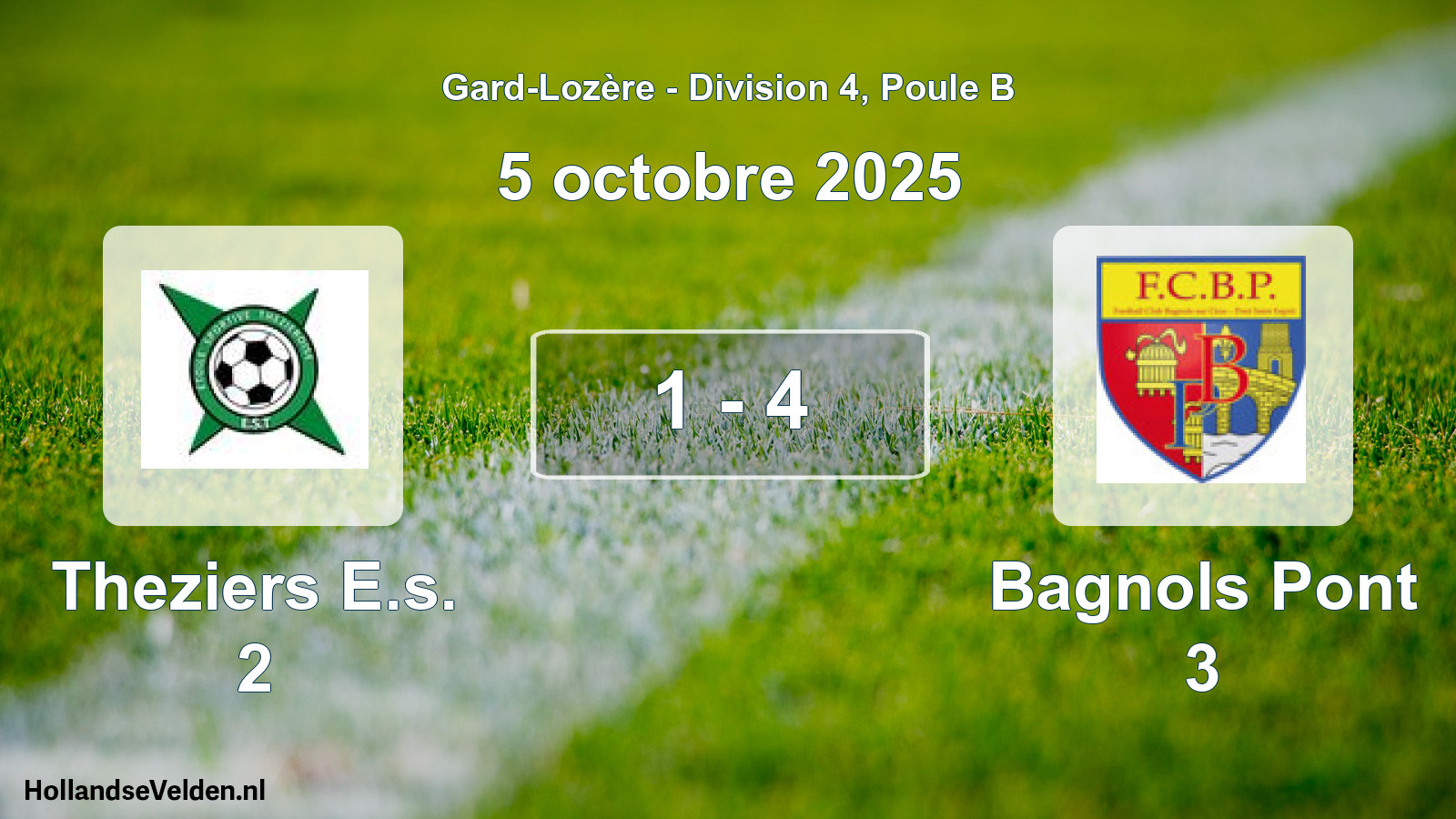 Match joué: Theziers E.s. 2 - Bagnols Pont 3 1 - 4 (5 octobre 2025)