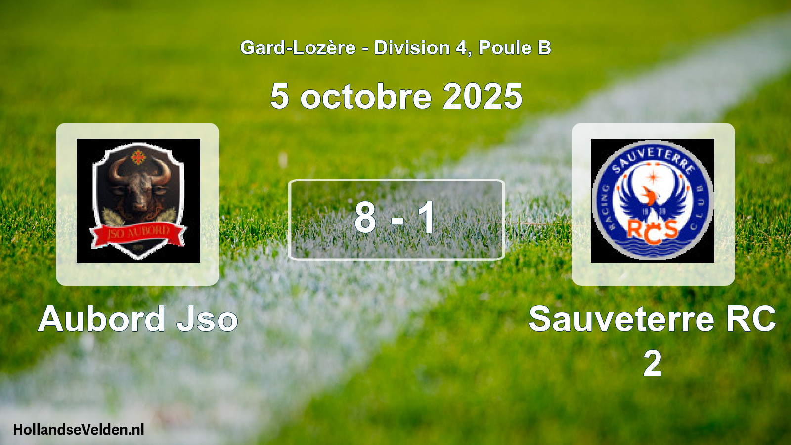 Gespeelde wedstrijd: Aubord Jso - Sauveterre RC 2 8 - 1 (5 oktober 2025)